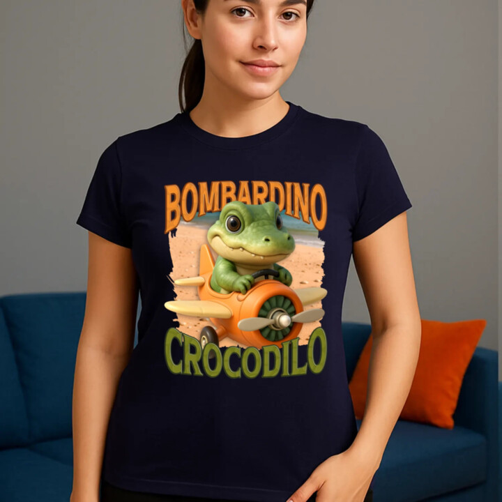 Baby Bombardino Crocodilo - Italian Brainrot - krokodíl bombardér - dámske tričko s potlačou