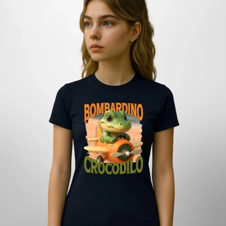 Baby Bombardino Crocodilo - Italian Brainrot - krokodíl bombardér - dámske tričko s potlačou