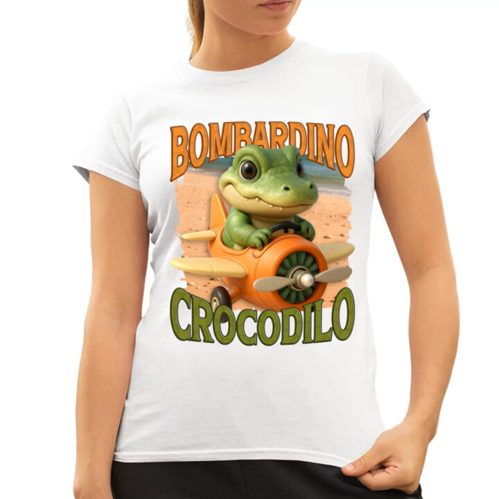 Baby Bombardino Crocodilo - Italian Brainrot - krokodíl bombardér - dámske tričko s potlačou