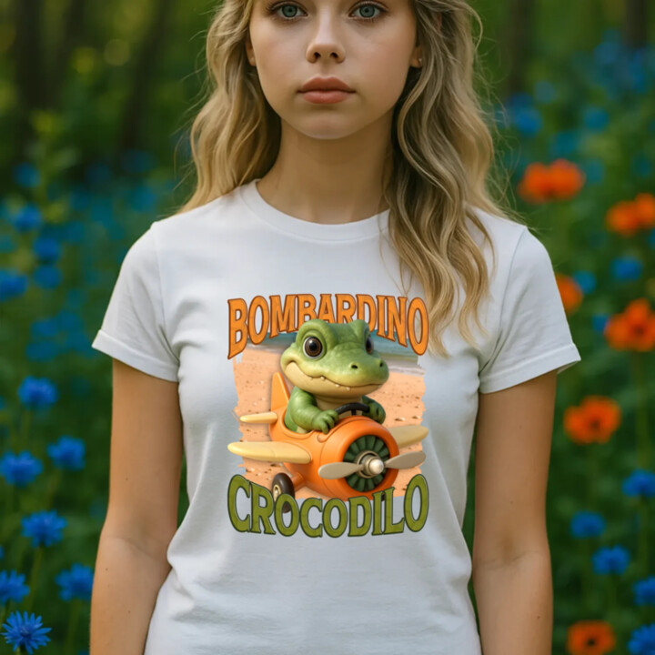 Baby Bombardino Crocodilo - Italian Brainrot - krokodíl bombardér - dámske tričko s potlačou