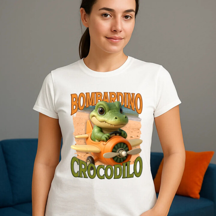 Baby Bombardino Crocodilo - Italian Brainrot - krokodíl bombardér - dámske tričko s potlačou