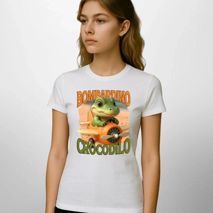 Baby Bombardino Crocodilo - Italian Brainrot - krokodíl bombardér - dámske tričko s potlačou