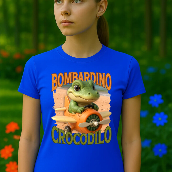 Baby Bombardino Crocodilo - Italian Brainrot - krokodíl bombardér - dámske tričko s potlačou