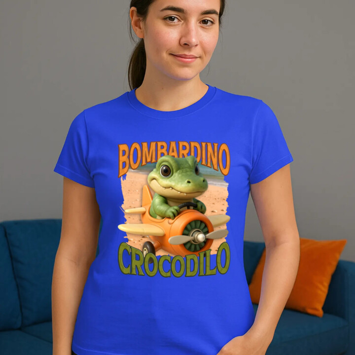 Baby Bombardino Crocodilo - Italian Brainrot - krokodíl bombardér - dámske tričko s potlačou