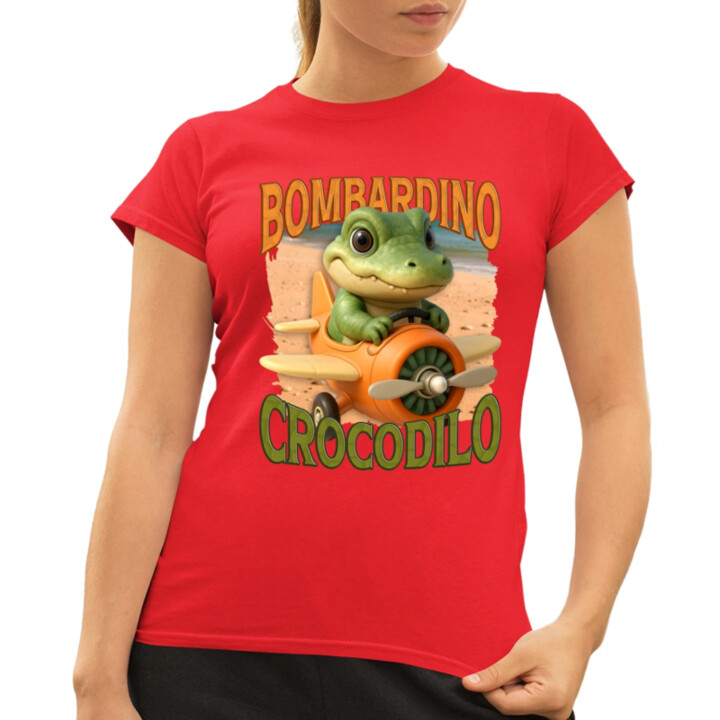 Baby Bombardino Crocodilo - Italian Brainrot - krokodíl bombardér - dámske tričko s potlačou
