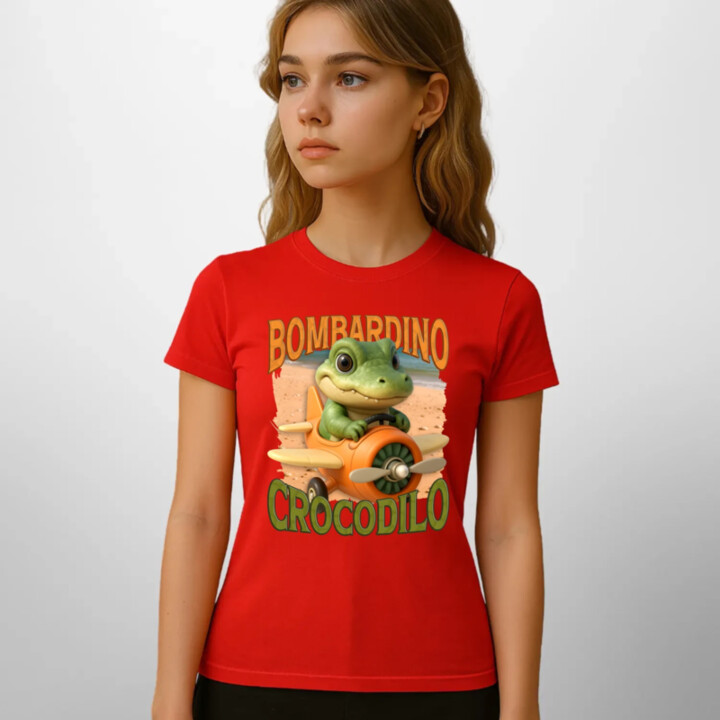 Baby Bombardino Crocodilo - Italian Brainrot - krokodíl bombardér - dámske tričko s potlačou