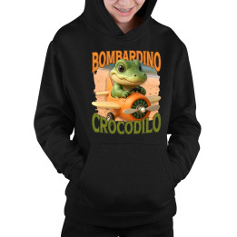 Baby Bombardino Crocodilo - Italian Brainrot - krokodíl bombardér - detská mikina s kapucňou