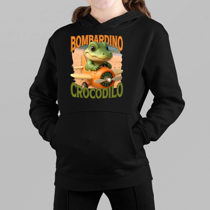 Baby Bombardino Crocodilo - Italian Brainrot - krokodíl bombardér - detská mikina s kapucňou