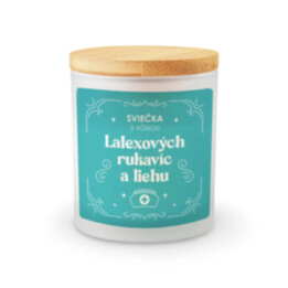 Sviečka s vôňou latexových rukavíc a liehu - vonná sviečka s potlačou