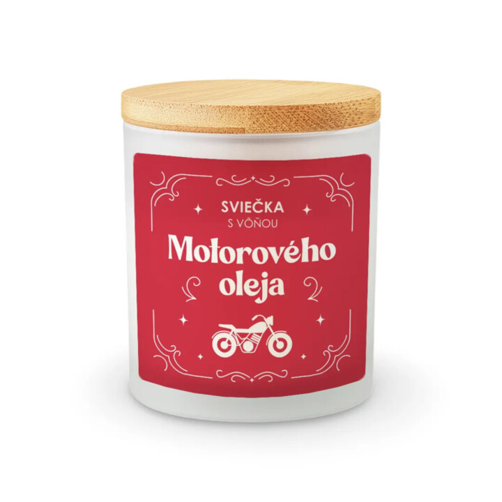 Sviečka s vôňou motorového oleja - vonná sviečka s potlačou