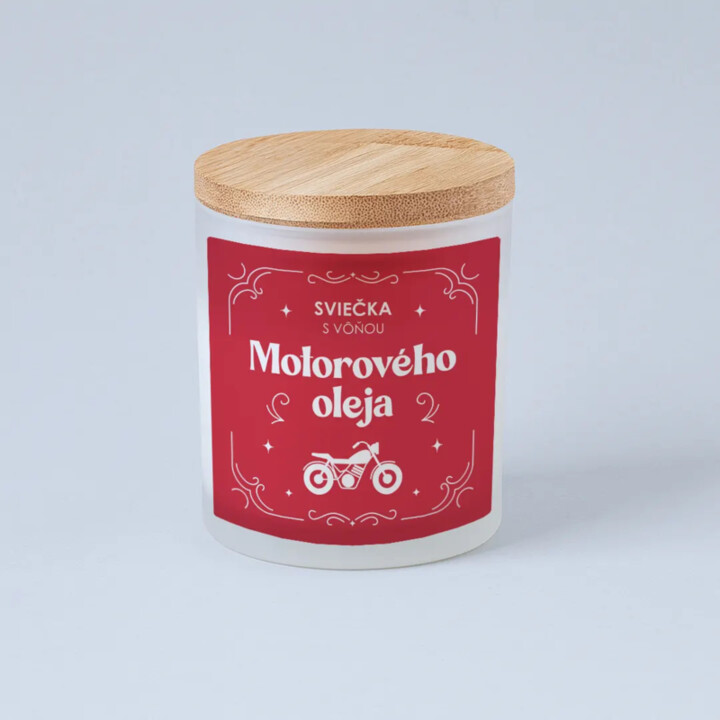 Sviečka s vôňou motorového oleja - vonná sviečka s potlačou