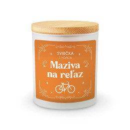 Sviečka s vôňou maziva na reťaz - vonná sviečka s potlačou