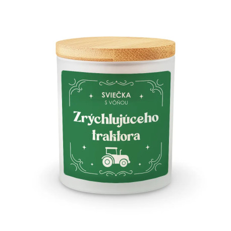 Sviečka s vôňou zrýchlujúceho traktora - vonná sviečka s potlačou