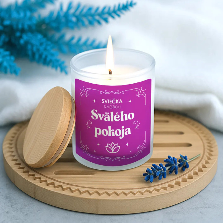 Sviečka s vôňou svätého pokoja - vonná sviečka s potlačou