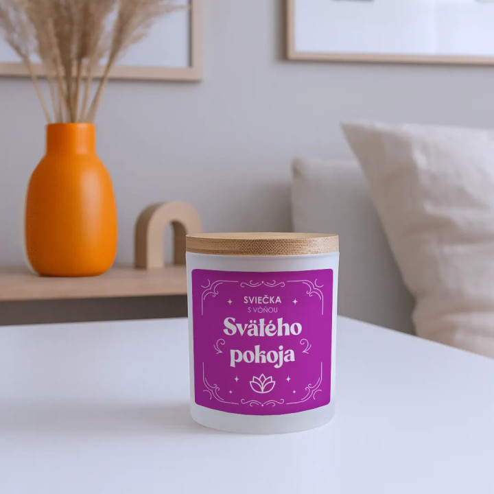 Sviečka s vôňou svätého pokoja - vonná sviečka s potlačou