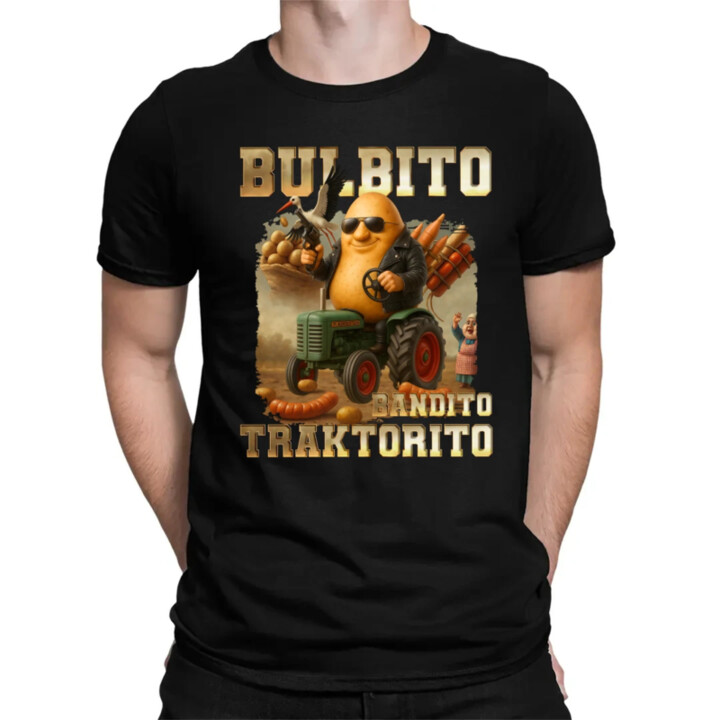 Bulbito bandito traktorito - zemiak traktorista bandita - Italian Brainrot - pánske tričko s potlačou