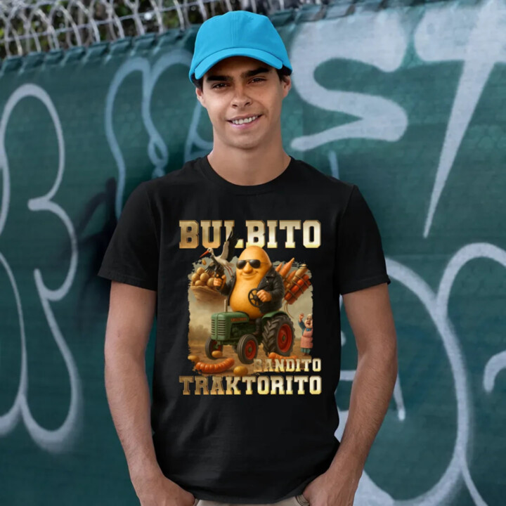 Bulbito bandito traktorito - zemiak traktorista bandita - Italian Brainrot - pánske tričko s potlačou