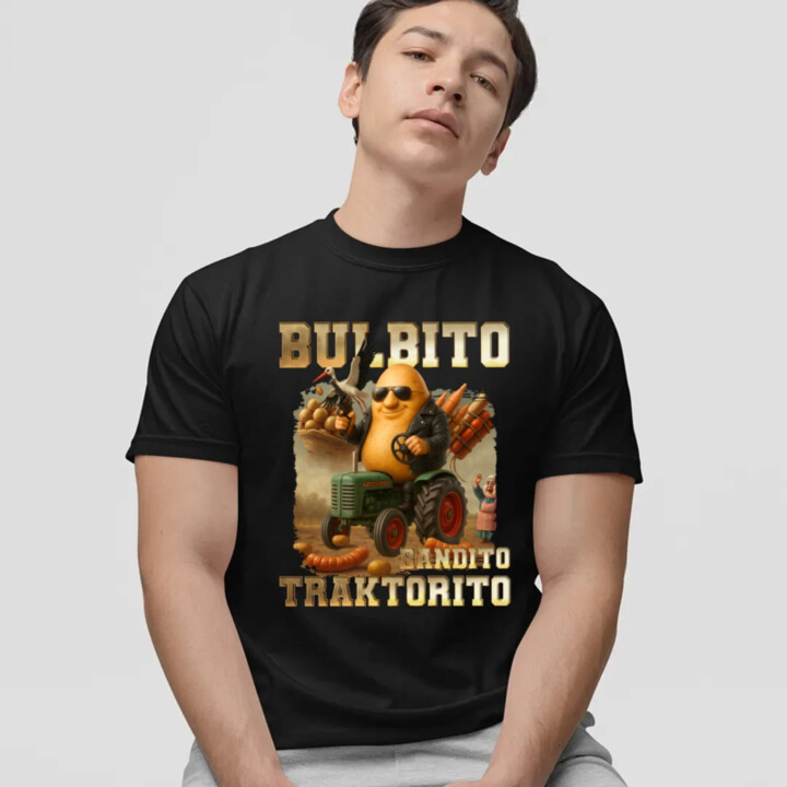 Bulbito bandito traktorito - zemiak traktorista bandita - Italian Brainrot - pánske tričko s potlačou