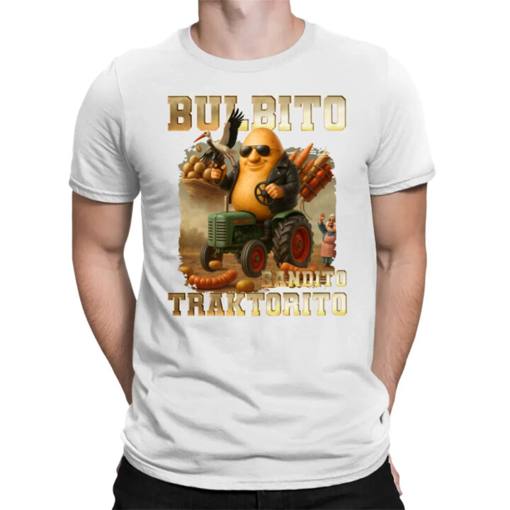 Bulbito bandito traktorito - zemiak traktorista bandita - Italian Brainrot - pánske tričko s potlačou