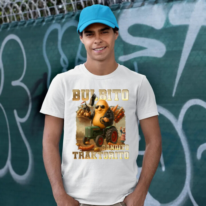 Bulbito bandito traktorito - zemiak traktorista bandita - Italian Brainrot - pánske tričko s potlačou