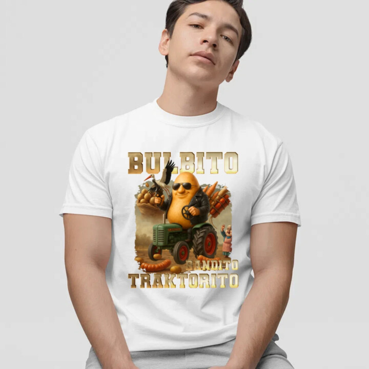 Bulbito bandito traktorito - zemiak traktorista bandita - Italian Brainrot - pánske tričko s potlačou