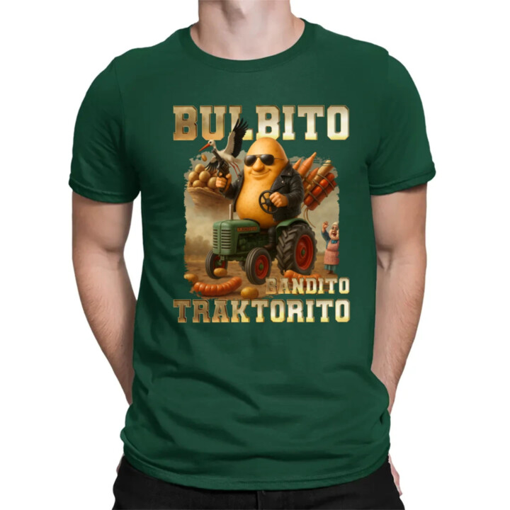 Bulbito bandito traktorito - zemiak traktorista bandita - Italian Brainrot - pánske tričko s potlačou