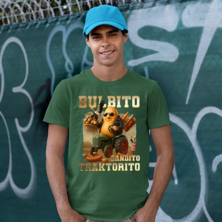 Bulbito bandito traktorito - zemiak traktorista bandita - Italian Brainrot - pánske tričko s potlačou