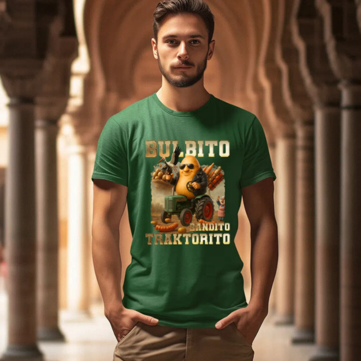 Bulbito bandito traktorito - zemiak traktorista bandita - Italian Brainrot - pánske tričko s potlačou