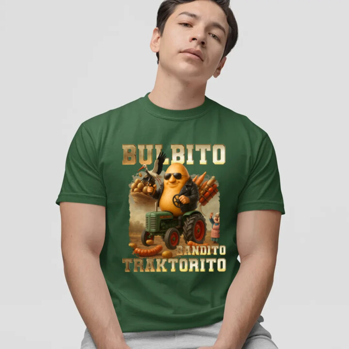 Bulbito bandito traktorito - zemiak traktorista bandita - Italian Brainrot - pánske tričko s potlačou