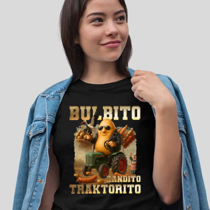 Bulbito bandito traktorito - zemiak traktorista bandita - Italian Brainrot - dámske tričko s potlačou