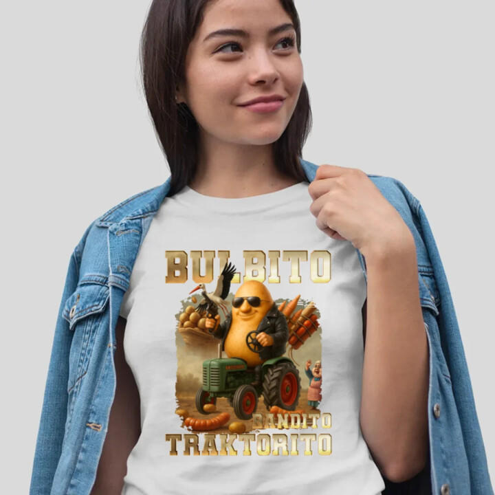 Bulbito bandito traktorito - zemiak traktorista bandita - Italian Brainrot - dámske tričko s potlačou