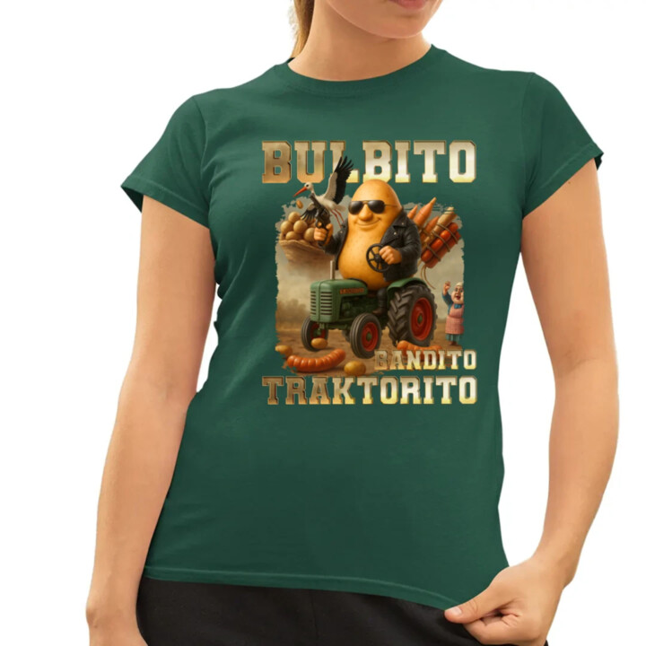 Bulbito bandito traktorito - zemiak traktorista bandita - Italian Brainrot - dámske tričko s potlačou