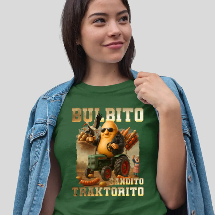 Bulbito bandito traktorito - zemiak traktorista bandita - Italian Brainrot - dámske tričko s potlačou