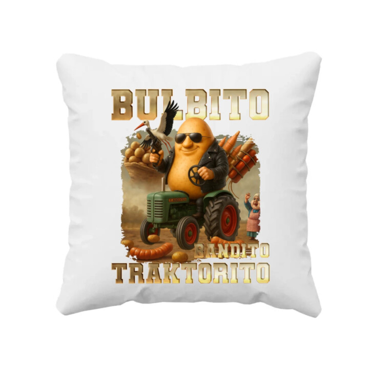 Bulbito bandito traktorito - zemiak traktorista bandita - Italian Brainrot - vankúš s potlačou