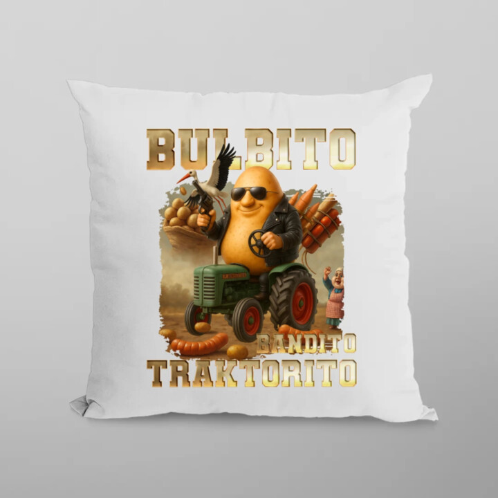 Bulbito bandito traktorito - zemiak traktorista bandita - Italian Brainrot - vankúš s potlačou