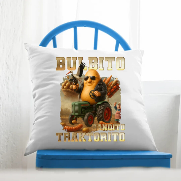 Bulbito bandito traktorito - zemiak traktorista bandita - Italian Brainrot - vankúš s potlačou