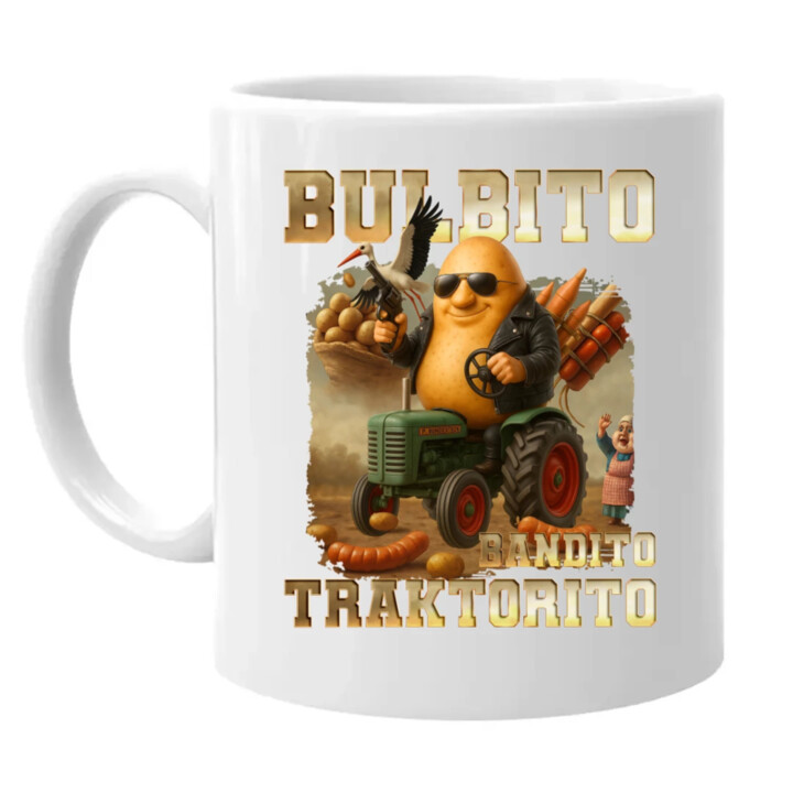Bulbito bandito traktorito - zemiak traktorista bandita - Italian Brainrot - keramický hrnček s potlačou