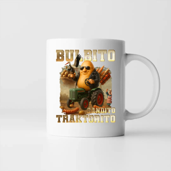 Bulbito bandito traktorito - zemiak traktorista bandita - Italian Brainrot - keramický hrnček s potlačou