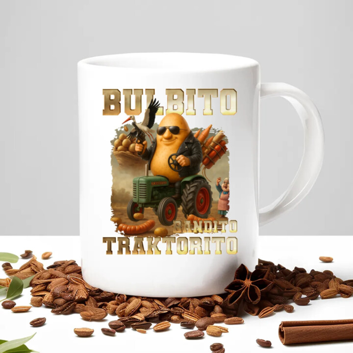 Bulbito bandito traktorito - zemiak traktorista bandita - Italian Brainrot - keramický hrnček s potlačou