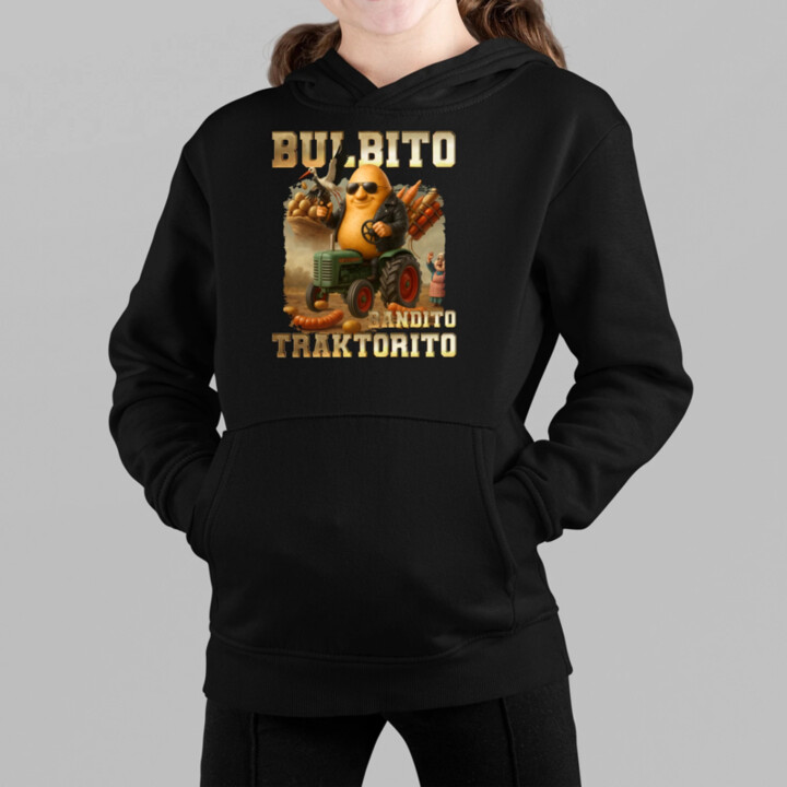 Bulbito bandito traktorito - zemiak traktorista bandita - Italian Brainrot - detská mikina s kapucňou