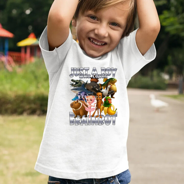 Just a boy who loves brainrot - detské tričko s potlačou