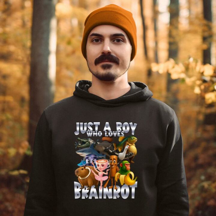 Just a boy who loves brainrot  - pánska mikina s potlačou