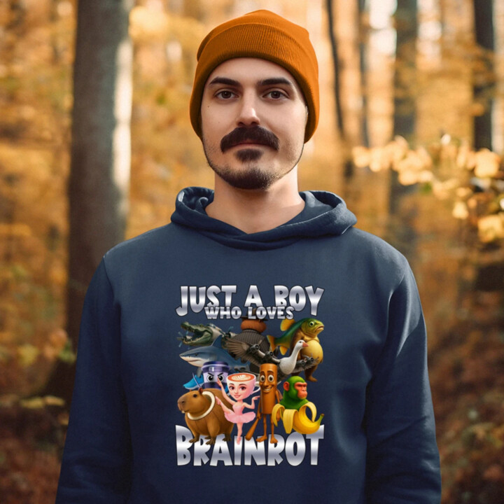 Just a boy who loves brainrot  - pánska mikina s potlačou