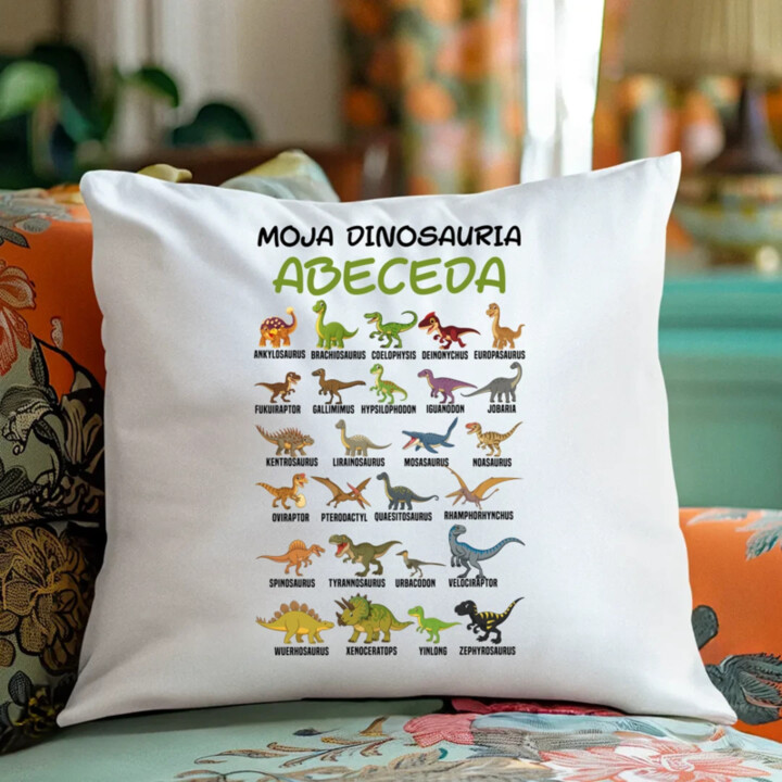 Moja dinosauria abeceda - vankúš s potlačou