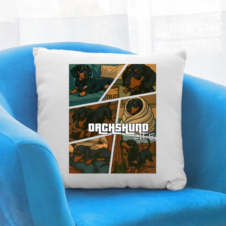 Dachshund life - život jazvečíka - vankúš s potlačou