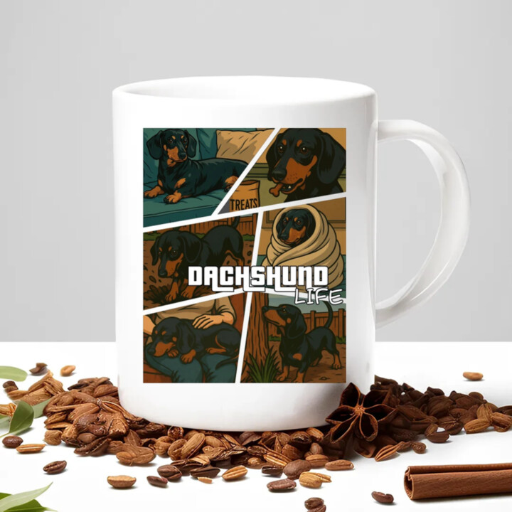 Dachshund life - život jazvečíka - keramický hrnček s potlačou