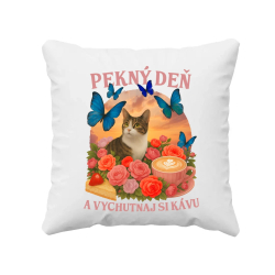 Pekný deň a vychutnaj si kávu - vankúš s potlačou