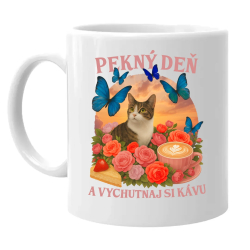 Pekný deň a vychutnaj si kávu - keramický hrnček s potlačou