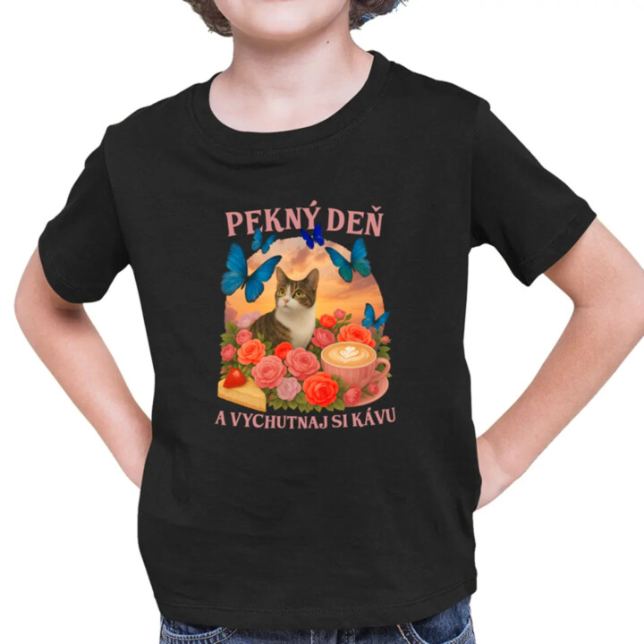 Pekný deň a vychutnaj si kávu - detské tričko s potlačou