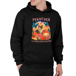 Pekný deň a vychutnaj si kávu  - pánska mikina s potlačou